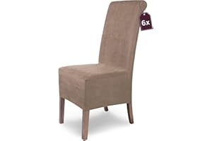 ‎SH SCHEFFLER-HOME LIVE HOMESTYLE SCHEFFLER-Home Stuhlhussen 6er Set Leon Taupe/elastische Wildleder Hussen für Stühle/Robustes Freischwinger Hussen Set/Stuhlhussen Stretch & Lederoptik/Stuhl Hussen waschbar