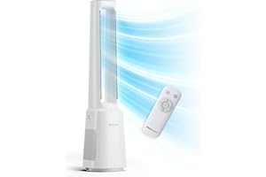 Pro Breeze OmniAir 105cm rotorloser Ventilator mit Luftreiniger - Ventilator oszillierend 75° - Fernbedienung, HEPA 13 Filter, LED Display, 10 Geschwindigkeiten - Turmventilator sehr leise, 5 Modi