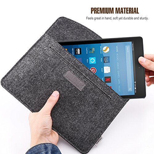 MoKo Amazon 7-8 Zoll Felt Sleeve Hülle – Tragbare Filz Schutzhülle Tasche für das neue Fire HD 8 2016, Fire Kids Edition(5th Gen, 2015), All-New Kindle(8th Gen, 2016), Kindle Oasis, Fire 7, Dunkelgrau - 2