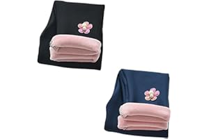 AOOPOO 2er-Pack Mädchen Fleece Thermo Leggings Mädchen Gefüttert Leggings Warme Winter Baumwolle Gr. 86/92/98/104/116/128/134/140 Blumen Muster Kinder Winter Dicke warme Hose Hosen für Kleinkinder