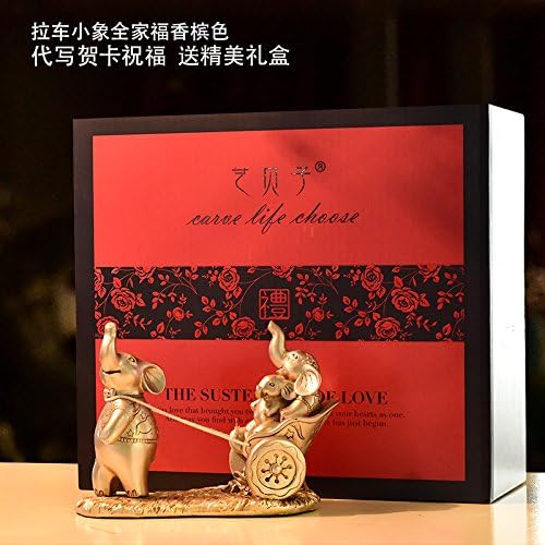 Leedioo Elephant creative decoration decor Home Furnishing European style living room TV cabinet wine rack device,Pull a cart, a small family, a champagne color