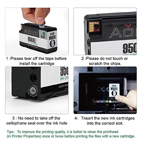 Aoioi Kompatibel Tintenpatronen Ersatz für HP 950XL 951XL Multipack Druckerpatronen 5er-Pack Hoher Reichweite Kompatibel mit HP Officejet Pro 8620 8610 8600 Plus 276dw 8100 8615 251dw 8625 8660 8640 8630 Patronen(2 Schwarz, Blau, Rot und Gelb) - 2