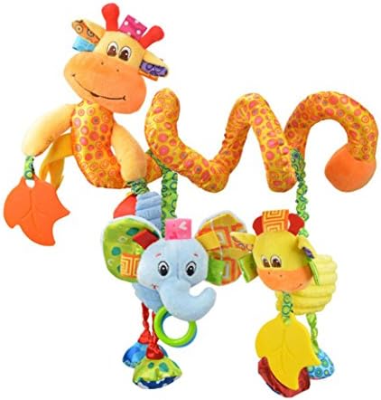 Amazemarket Baby Colorful Hanging Rattle Lovely Deer Plush Bed Crib Pram Pushchair Spiral Toys Wrap Around Stroller Pull Shock Puzzle Kids (dear)