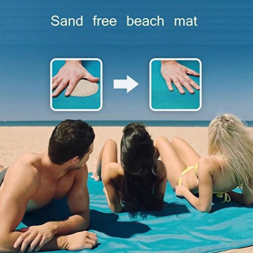 Stranddecke Sand-Frei Matte Stranddecke Sand-Proof Faltbar Schnell Trocken Leicht zu Reinigen Beach Decke 200 x 200cm (Blau) - 8