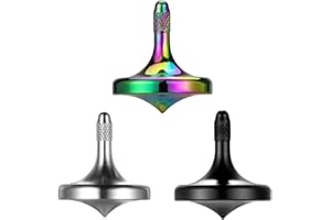 LOQATIDIS Kreisel Metall mit Perfekte Balance Stabilität und Lange Rotationszeit, Edelstahl Dekompression Desktop EDC Stressabbau Spielzeug für Erwachsene und Kinder (3PCS Schwarz+ Silber+Bunt)