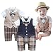 Baby Boy Wedding Christening Formal Birthday Party Tuxedo Suits Bodysuit Outfit Clothes (12-18 Months, Khaki)