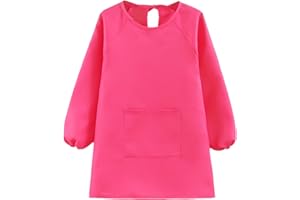 Augesak Malschürze Kinder, Malkittel Kinder Bastelschürze mit Ärmeln und Taschen, Kinderschürze Schule Jungen Mädchen für Basteln Malen Backen Kochen, 7-11/12-16 Jahre