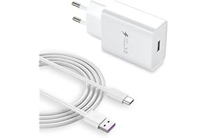 VOLTWAVE Caricabatterie rapido USB-C 18W per Samsung Galaxy A15 A14 A13 A12 A04S A05S A35 A25 A50 A51 S21 S20 S10 S9, Compatibile con Xiaomi Redmi 10C 10 Note 11S 10 Pro Mi 8 Mi 9 Mi 10, con cavo USB C da 2 m