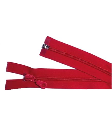Reißverschluss Teilbar, Kunststoff-Maschen, 5 Mm, Breite 3 Cm, Rot, 40 Cm Länge, Mit Metallschieber