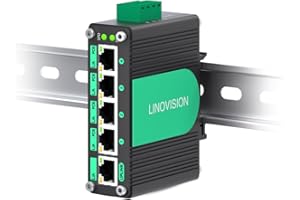 LINOVISION Industrial 5 Ports Gigabit Solar POE Switch with DC9V-54V to DC48V Voltage Booster,4 x IEEE802.3af/at 30W POE Ports @120W, IP40, Compact POE Power for Solar Power/RV Truck/VoIP Systems