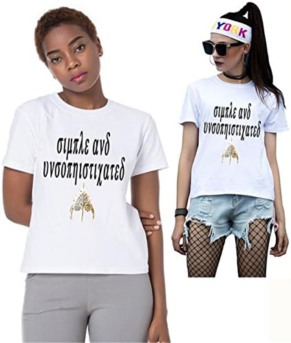 Women T-Shirt,Fashion Short Sleeve Top Tee - Summer Casual Top - Cotton - Unique Letters Pattern - Round Neck - POLYHYMNIA