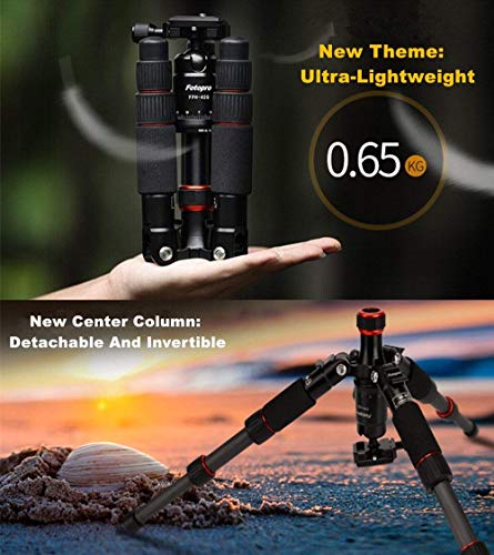 Fotopro 46.5cm Mini Tripode, Compacto Ligero Trípode Fibra de Carbono, Tripod Portátil con Rótula para Canon, Nikon, Sony cámara, Capacidad de Carga: 8 kg, Negro