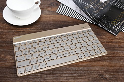 Collen Mini Bluetooth 3.0 Wireless Tastatur Kabellose QWERTY Keyboard mit Eingebauter Lithium Batterie und LED-Hintergrundbeleuchtung für IPad, iPhone iOS, Mac, Android Samsung Galaxy Tab, Galaxy Note, Smartphones, Windows(Gold) - 8