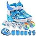 Love Life Inline-Skates mit verstellbarem Rollschuh, Kinderschuhe mit blinkenden Rädern, bequemes, atmungsaktives Obermaterial, einstellbare Größe in Blau und Rot,Blue,M