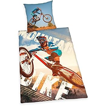 Parure De Lit 2 Pièces - Housse De Couette + Taie - Motif BMX Cycliste - 140x200 Cm / 65x65 Cm