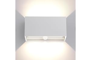 WISDOM LINE 25W LED Applique da Parete Esterno/Interno con Sensore di Movimento e Crepuscolare 4000K Luci Naturale IP65 Impermeabile Moderno Alluminio Lampada da Esterno Angolo di Luce Regolabile Bianco
