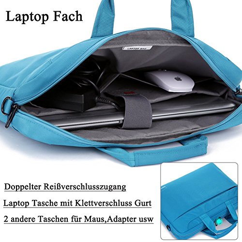 BRINCH 15,6 Zoll Oxford Gewebe Laptoptasche Messenger Bag Umhängetasche Schulterhülle Aktentasche Henkeltasche für 15 – 15,6 Zoll Laptop/ Notebook/ MacBook/ Chromebook Computer mit Schulterriemen und Griffe,Blau - 4
