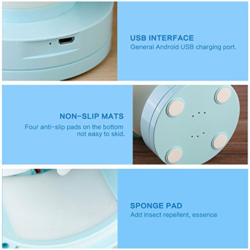 AOZBZ 3 in 1 USB-Klimaanlage Mini Ventilator mit Wasser Sprühbefeuchter und Nacht Licht, Niedlich Tragbare Beschlagen Lüfter, Nebel Diffusor mit RGB und Kühle Weiße LED Neben Lampe für Schreibtisch, Tisch, Sommer, Schönheit, Haus, Büro, Outdoor, Reisen, Schlafen ( Unaufladbar ) - 5