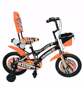 NEXOVA Kids Unisex Blaster BMX 14T / Inches with Steel Frame and Tubeless Tyre Bicycle for 3 to 5 Years Age Group for Boys and Girls (Black Orange)