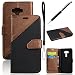 Produktbild GrandEver Asus Zenfone 3 (ZE520KL) 5.2" Ledertasche Hülle Spleiß Stil Schutzhülle Handschlaufe Tasche Lederhülle Scratch Schale Umschlag Stil Wallet Flip Case Cover mit Weiche Silikon Backcover Leder Innere Standfunktion Kreditkarte Slots Magnetverschluss Etui und Schwarz Stylus Pen - Braun und Schwarz