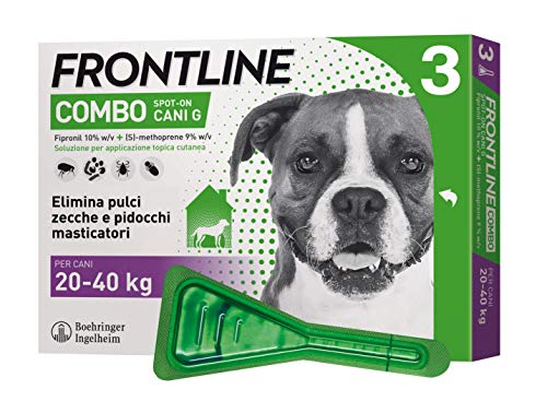 Frontline | Combo Spot On Cani | Protezione da pulci, zecche, uova e larve di pulci | 3 Pipette | Cane L (20 - 40 Kg)