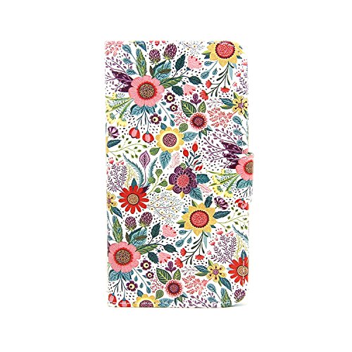 Galaxy S7 Hülle, Samsung Galaxy S7 Tasche Schutz Case Cover Schutzhülle, SainCat PU Leder Brieftasche Hülle Schutzhülle Ledertasche im BookStyle Ultra Slim Stand Lederhülle Hülle Etui with Karte Halterung Leder Wallet Klapphülle Flip Book Case TPU Cover Bumper Tasche mit Kartenfach Magnetverschluss Standfunktion für Samsung Galaxy S7 (Karikatur Muster:Chrysantheme) - 2