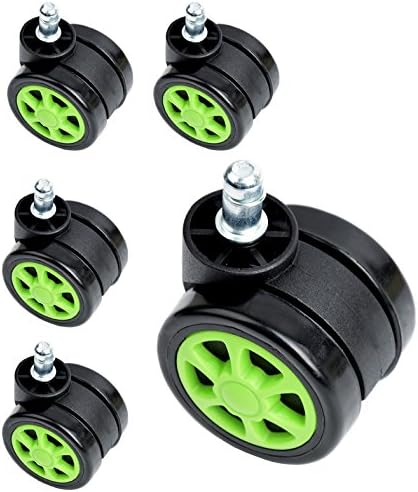 Teenage racing Castor Wheels for Office gaming Chair colour polyurethane (Green)