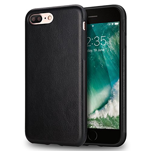 TENDLIN Funda iPhone 7 Plus Funda iPhone 8 Plus Cuero Silicona TPU H  brido Suave Carcasa para iPhone 7 Plus y iPhone 8 Plus  Negro 