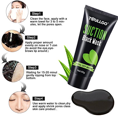 Peel off Maske, Black Mask Mitesser, Black Head Maske, Mitesser Gesichtsmaske, Gesichtsmasken Schwarz Black Mask, Blackhead Remover Mask, Black Mud Mask Mitesser, ToullGo® Peel off Maske Tiefenreinigung Pore Acne Peel Purifying Black Head anti Akne Reißen-Typ Mask Blackhead Killer (60g) - 4