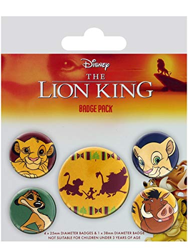 Badge Pack Pack CHAPAS Disney EL Rey Leon Hakuna Matata, Amarillo, 25/38 mm