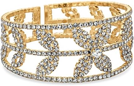 Diamante crystal floral cuff bangle