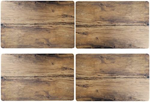 Set of 6 Table Set Oak Natural Wood Design + Microfibre Cloth 71099