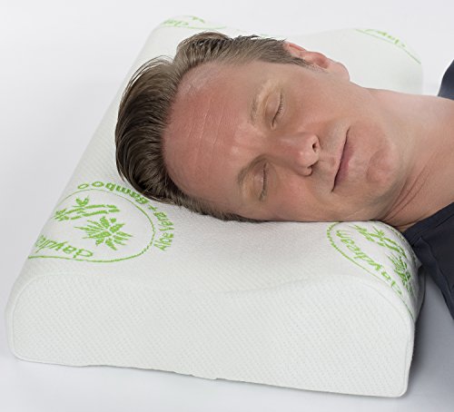 daydream: orthopädisches HWS Nackenstützkissen aus Memory Foam (Maße: 63x35x9/11 cm) mit blauem Gel + Bezug aus BAMBUS-Stoff mit ALOE VERA (P-03) - 3