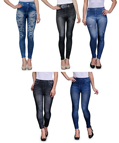 Oleva Denim Look Jegging Pack Of 5 ODLJ-5-2 RS.1199 (60.00% Off) - Amazon