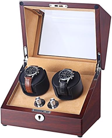 OLYMBROS Wooden Automatic Double Watch Winder Storage Box for 2 Watches
