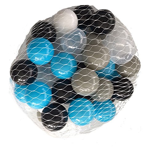 Bälle für Bällebad mix türkis gemischt mit grau, schwarz, weiß und transparent