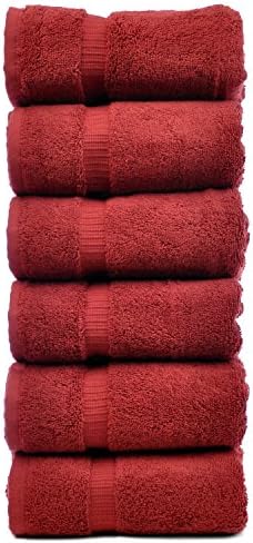 Bare Cotton Luxury Hotel & Spa Turkish Cotton Dobby Hand Towels (Set of 6) Red