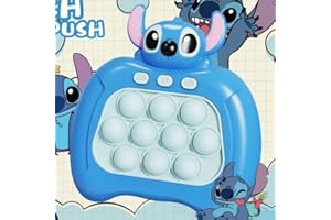 Pop Game Sensory Fidget Toys for Kids Tiuainta Stitch Light Up Pattern Popping Game Stitch Pop Bubble Game Controller Machine Push Pop Stress Toys Fun Present for Kids