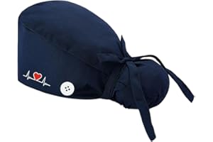 ‎LEEQ LEEQ OP Hauben Stoff Krankenschwester Zubehör für Ärzten, Op Hauben Damen, Arzt Kopfbedeckung, Bequeme und Stilvolle Abdeckung für Medizinische Verfahren, Geeignet für langes Haar, Dunkelblau