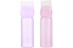 Sumajuc Hair Dye Brush Bottle,Root Comb Applicator Bottle Hair Colouring Dye Applicator Scalp Treatment Bottle,Plastic Squeeze Bottles for Hair Colouring Dye（2 Pcs）