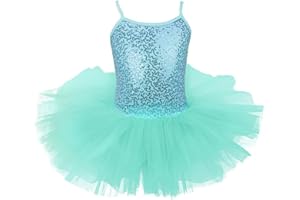 IEFIEL Justaucorps de Danse Classique Ballet Tutu Paillettés sans Manches Enfant Fille Justaucorps Gymnastique 2-16 Ans