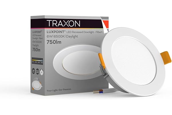 TRAXON LUXPOINT® Placa downlight LED - Filbert Circular 6W Luz Calida 3000K 440Lm PS techo Empotrable Driver integrado, Corte Techo Ø75-80mm IP20 interior (Luz cálida 3000K 6W)