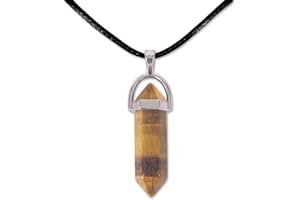 cotigo, Colgante de Piedra Natural de Forma de Punta - Incluye una Cadena de Hilo Encerado Negro 45cm - Distintas Piedras Semipreciosas