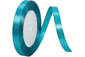 HONGCI Nastro blu pavone da 10 mm per confezioni regalo, nastro di raso a doppia faccia da 22 m, blu in poliestere, nastro spesso per artigianato, Natale, bouquet, decorazioni per torte e feste di nozze