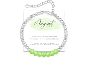 MUCCA August Birthstone Bracelets for Womens Adjustable 925 Sterling Silver Bracelet Natural Peridot Crystal Birthstone Jewelry Stylish August Birthday Gifts for Women and Friend