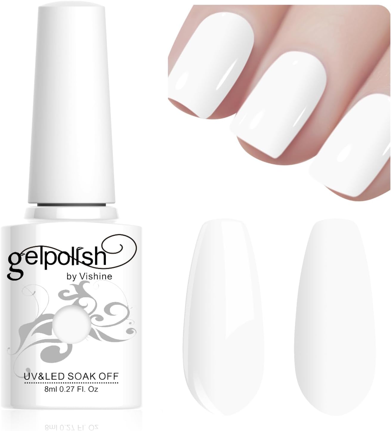 Vishine Gel Nail Polish, 1Pcs 10ml French White Gel Polish Soak Off UV LED Gel Nail Art DIY Gel Nail Manicure for Girls Women