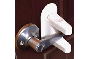 LONNALEE 2 Pack Door Handle Locks, Door Lever Lock, Child Door Handle Lock, Safety Lever Locks for Childproof & Petproof, 3M Adhesive Tape, White