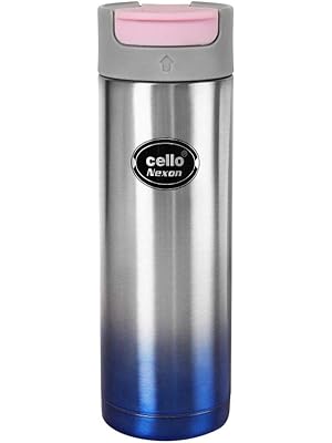 Cello Nexon Insulated Flask | Hot and Cold Stainless Steel Water Bottle | Leak Proof & Break-Proof Water Bottle | Double Walled Carry Flask for Travel, Home, Office, School | 550ml, Blue