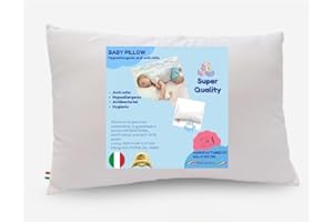GM Cuscino 40x30 per bambini 100% cotone anallergico bianco Lavabile in lavatrice Per dormire a casa o in viaggio Made in Italy