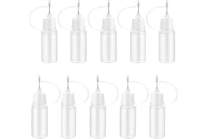 HZZXCH 10Pcs 10ml Precision Needle Tip Glue Bottle,Liquid Dropper Filling Bottles,Squeeze Glue Bottles Set Precision Bottle DIY Quilling Tool for Acrylic Painting Quilling Alcohol Ink(White)
